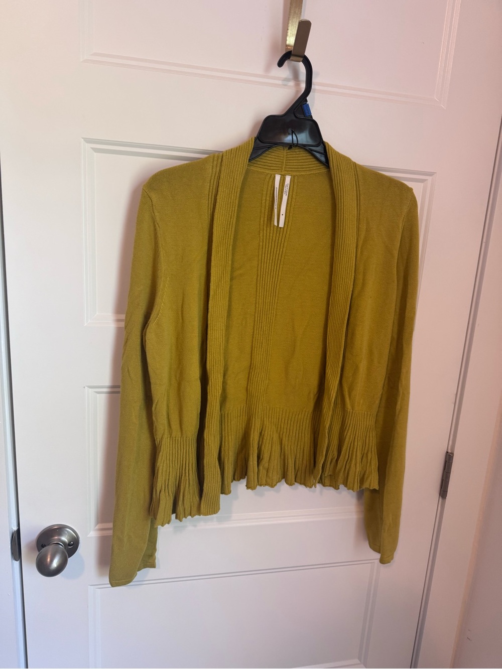 Women’s Open Front Ruffle Hem Sweater Cardigan - mustard